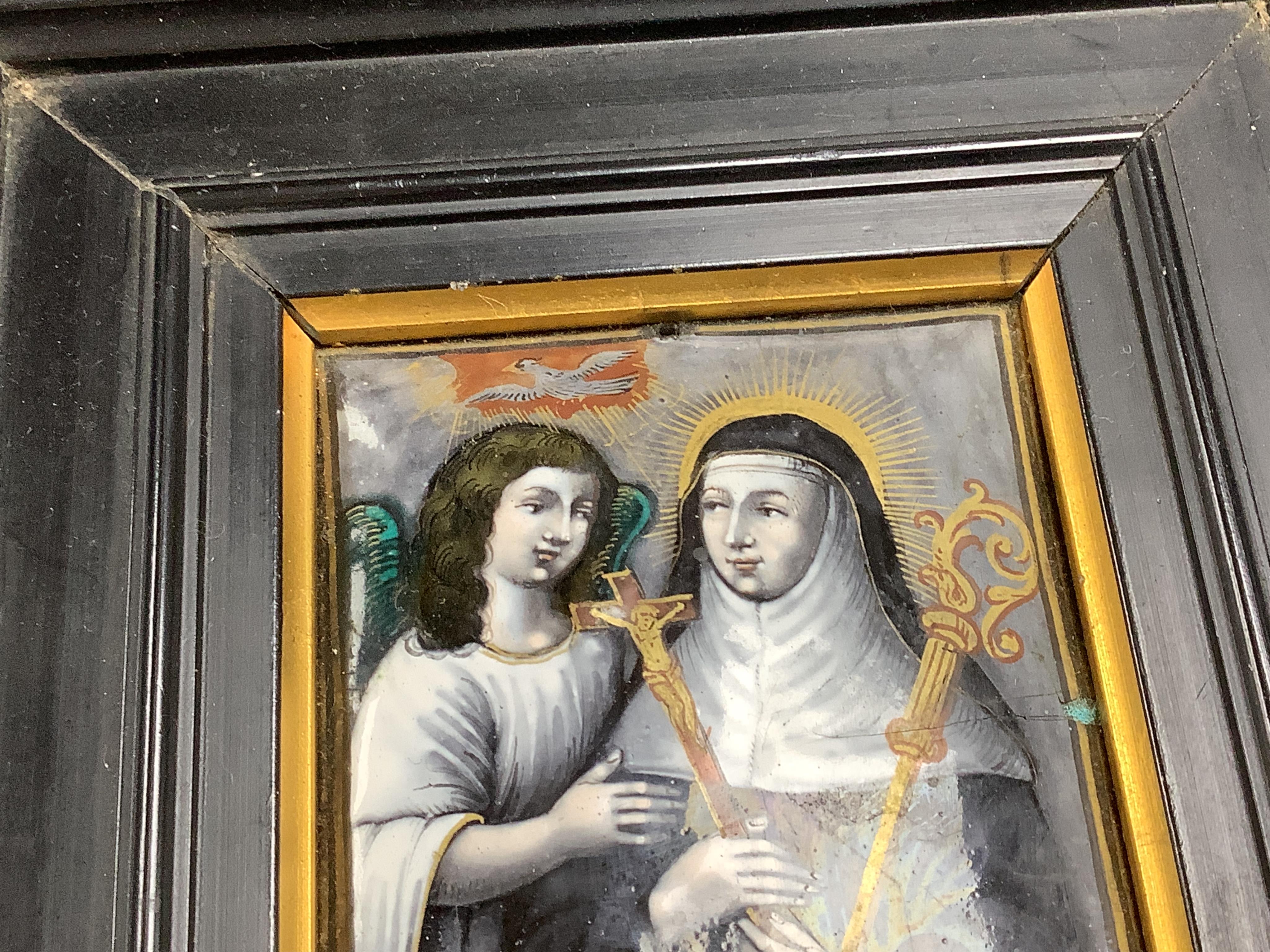 A Limoges religious enamel plaque, framed. Plaque 8cm high